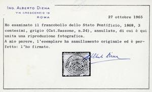 1868 - 3 cent. grigio (24), usato, ... 