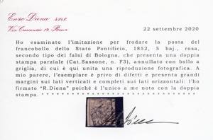1855 - 5 baj rosa, falso per posta ... 