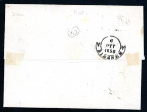 1855 - 5 baj rosa, falso per posta ... 