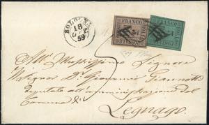 1859 - 5 baj violetto, 3 baj verde scuro ... 