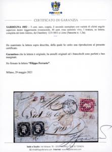 1853 - 5 cent. nero, coppia, con ... 