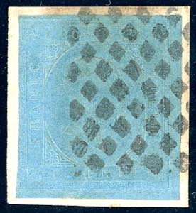 1853 - 20 cent. azzurro, seconda emissione ... 