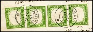 1859 - 5 cent. verde oliva (13Bc), ... 