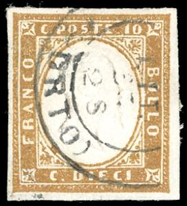1863 - 10 cent. bistro scuro (14Eb), ... 
