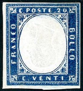 1860 - 20 cent. azzurro grigio, effigie ... 