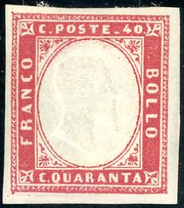 1860 - 40 cent. carminio (16Ca), gomma ... 