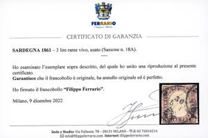 1861 - 3 lire rame vivo (18A), ... 