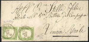 1857 - 5 cent. verde giallo, stampa ... 