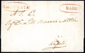 1842 - Fresca lettera assicurata da Naro ... 