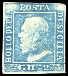 1859 - 2 grana azzurro, I tavola, posiz. 38 ... 