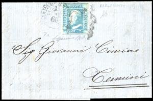 1860 - 2 grana azzurro smorto, I tavola, ... 