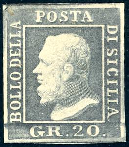 1859 - 20 grana grigio ardesia (13), gomma ... 