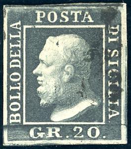 1859 - 20 grana ardesia scuro (13c), usato, ... 