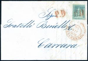 1856 - 2 crazie azzurro chiaro su grigio ... 