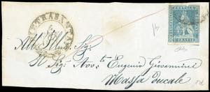 1856 - 2 crazie azzurro su grigio (5d), ... 