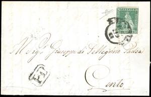 1855 - 4 crazie verde su grigio (6), ... 