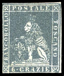 1851 - 6 crazie grigio scuro su grigio (7f), ... 