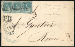 1859 - 2 crazie azzurro (13), striscia ... 
