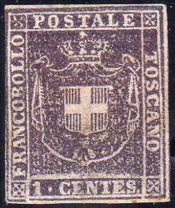 1860 - 1 cent. violetto scuro (17c), ... 