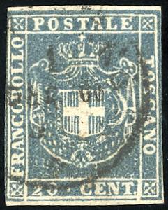 1860 - 20 cent. azzurro (20), due ottimi ... 