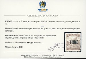 1918 - 20 f. soprastampato FIUME ... 