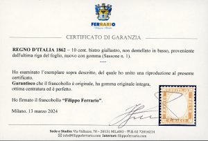 1862 - 10 cent. bistro giallastro ... 