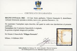 1862 - 10 cent. bistro giallastro, ... 