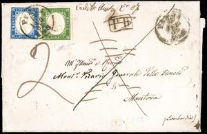 1863 - 15 cent. azzurro tipo Sardegna (11), ... 