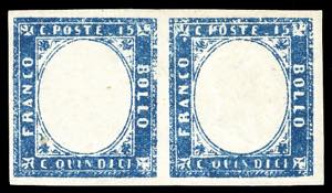 1863 - 15 cent. azzurro tipo Sardegna, ... 