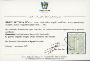 1874 - 1 cent. verde oliva De La ... 