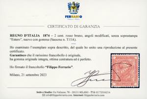 1874 - 2 cent. rosso bruno De La ... 