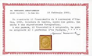 1863 - 5 cent. De La Rue, tiratura ... 