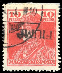 1918 - 10 f. Carlo I, soprastampa a mano del ... 