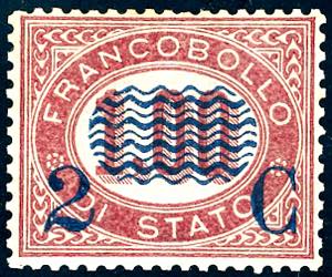 1878 - 2 cent. su 1 lira Servizio ... 