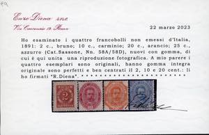 1891 - Umberto I, non emessi, ... 