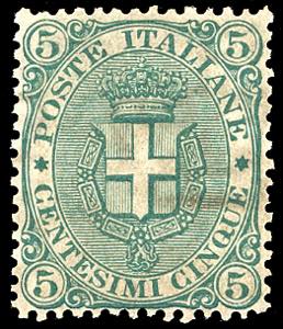 1891 - 5 cent. Stemma, fondo a righe (59), ... 