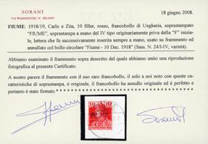 1918 - 10 f. Carlo I, soprastampa ... 