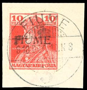 1918 - 10 f. Carlo I, soprastampa a mano del ... 