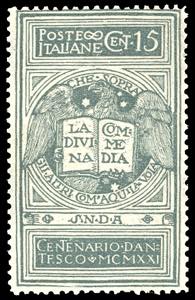 1921 - 15 cent. grigio Dante, non emesso ... 