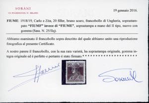 1918 - 20 f. Carlo I, soprastampa ... 