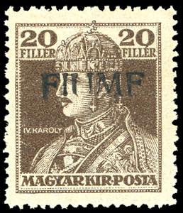 1918 - 20 f. Carlo I, soprastampa a mano del ... 