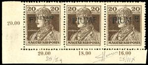 1918 - 20 f. Carlo I, soprastampa a mano del ... 