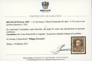 1929 - 1,75 lire bruno Vittorio ... 