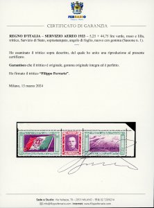 1933 - 5,25 + 44,75 lire trittico ... 