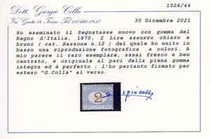 1870 - 2 lire azzurro chiaro e ... 