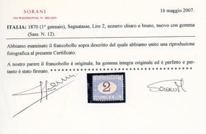 1870 - 2 lire azzurro chiaro e ... 