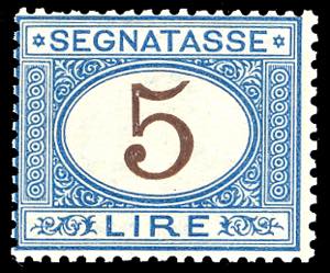 1874 - 5 lire azzurro e bruno (13), discreta ... 
