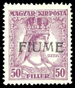 1918 - 50 f. lilla Zita, soprastampa a mano ... 