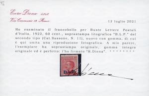 1923 - 60 cent. soprastampa BLP ... 