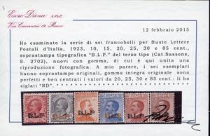 1923 - Soprastampati BLP, III ... 